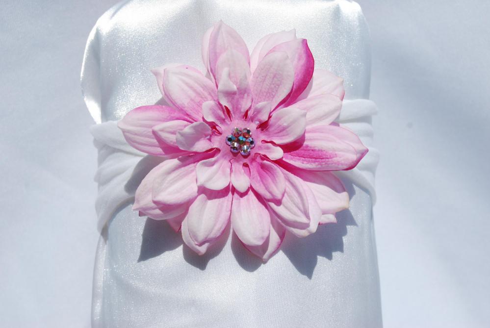 Pink Mum Rhinestone Princess Flower Infant To Girls Headband